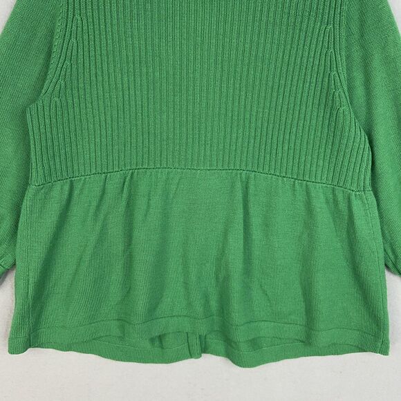 Tibi Sweater Womens Medium Kelly Green Merino Wool Cardigan Peter Pan Luxury - Picture 10 of 14